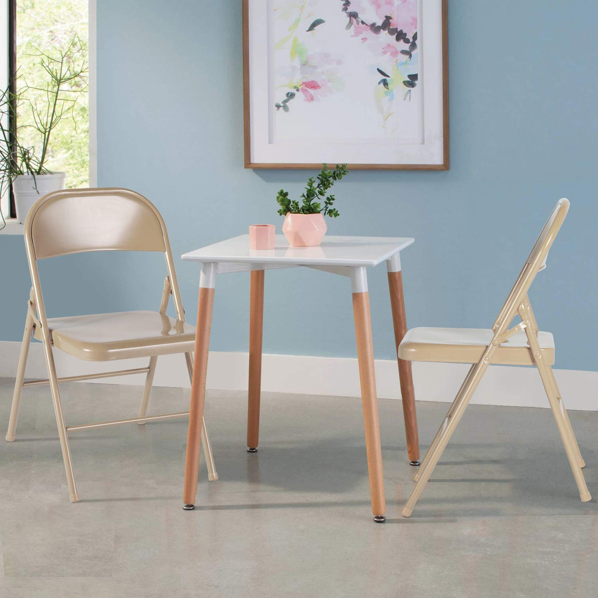 Folding Chair Set of 8 Heavy Duty Metal Stackable B783