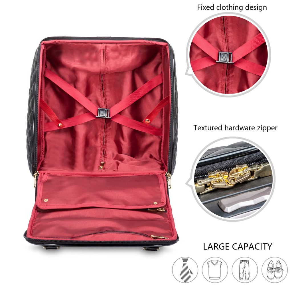 Leather Expandable Spinner Underseat Carry On Luggage A60053