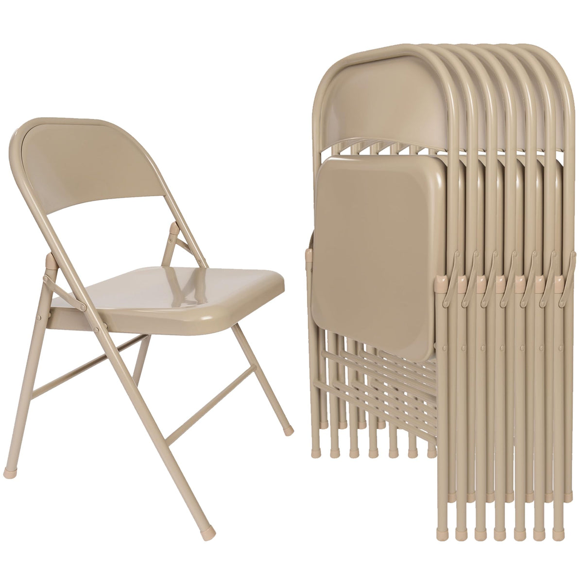Folding Chair Set of 8 Heavy Duty Metal Stackable B783