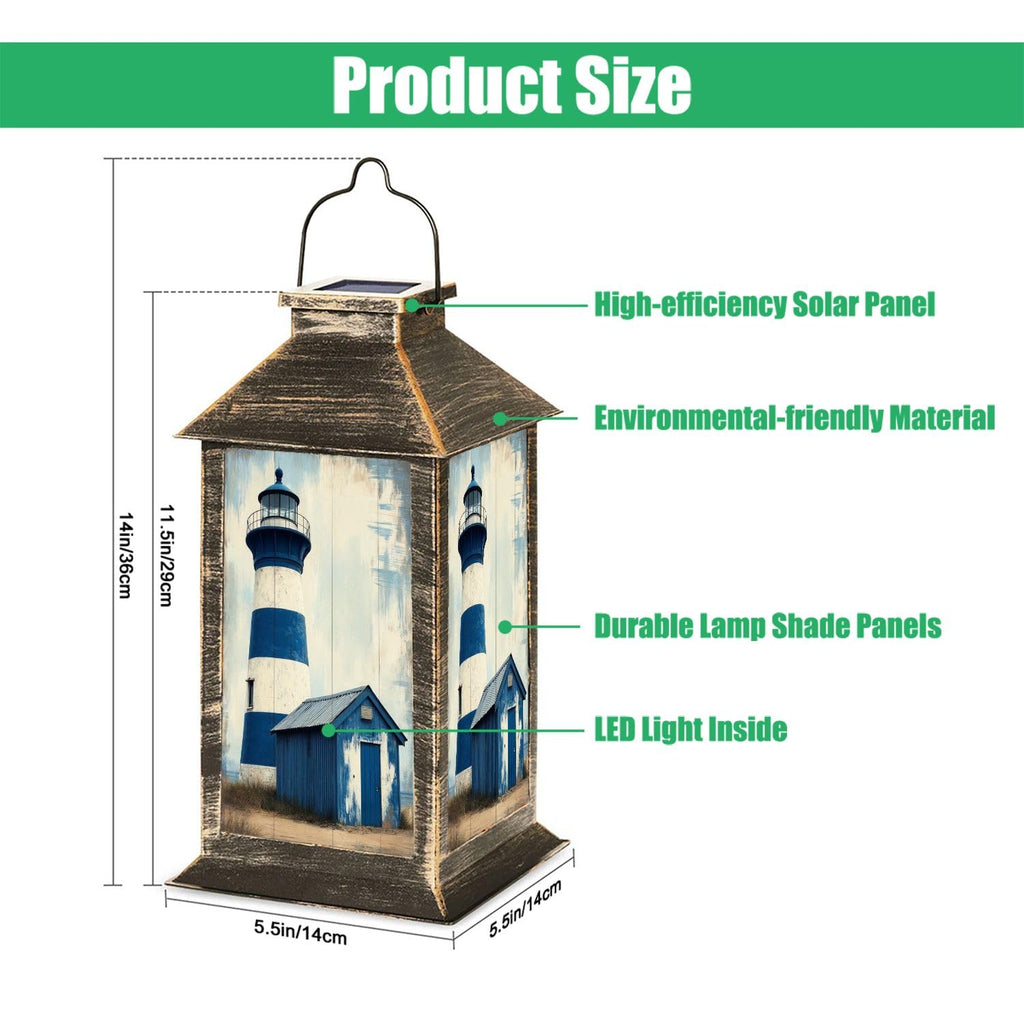 Navy Blue Coastal Solar Lantern W9138