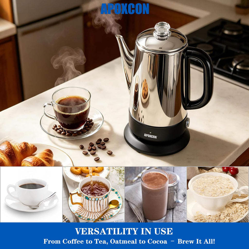 Electric Stainless Steel Coffee Percolator 1200ml 8 Cup L9671