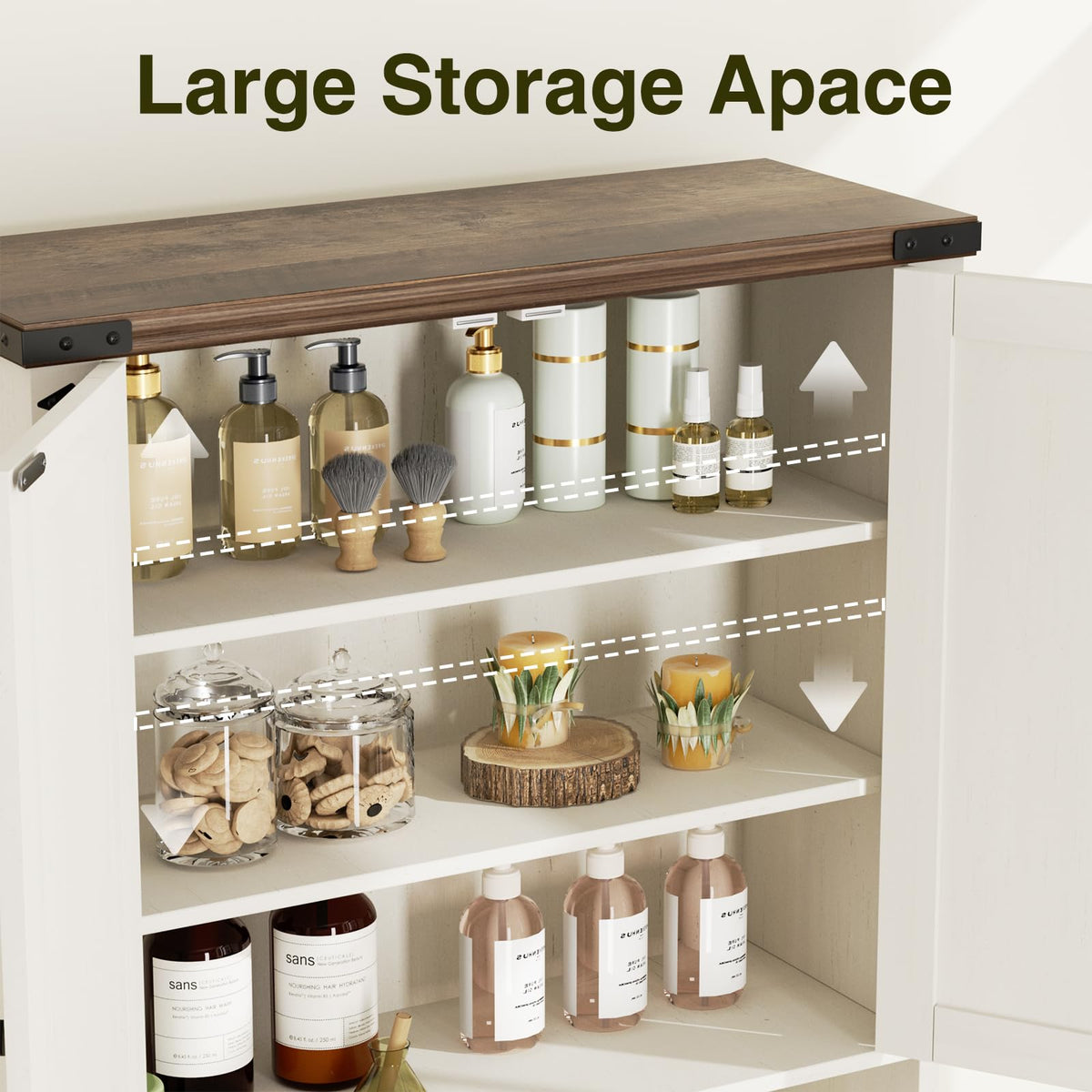 Over The Toilet Storage Cabinet with Adjustable Shelf, White N2310