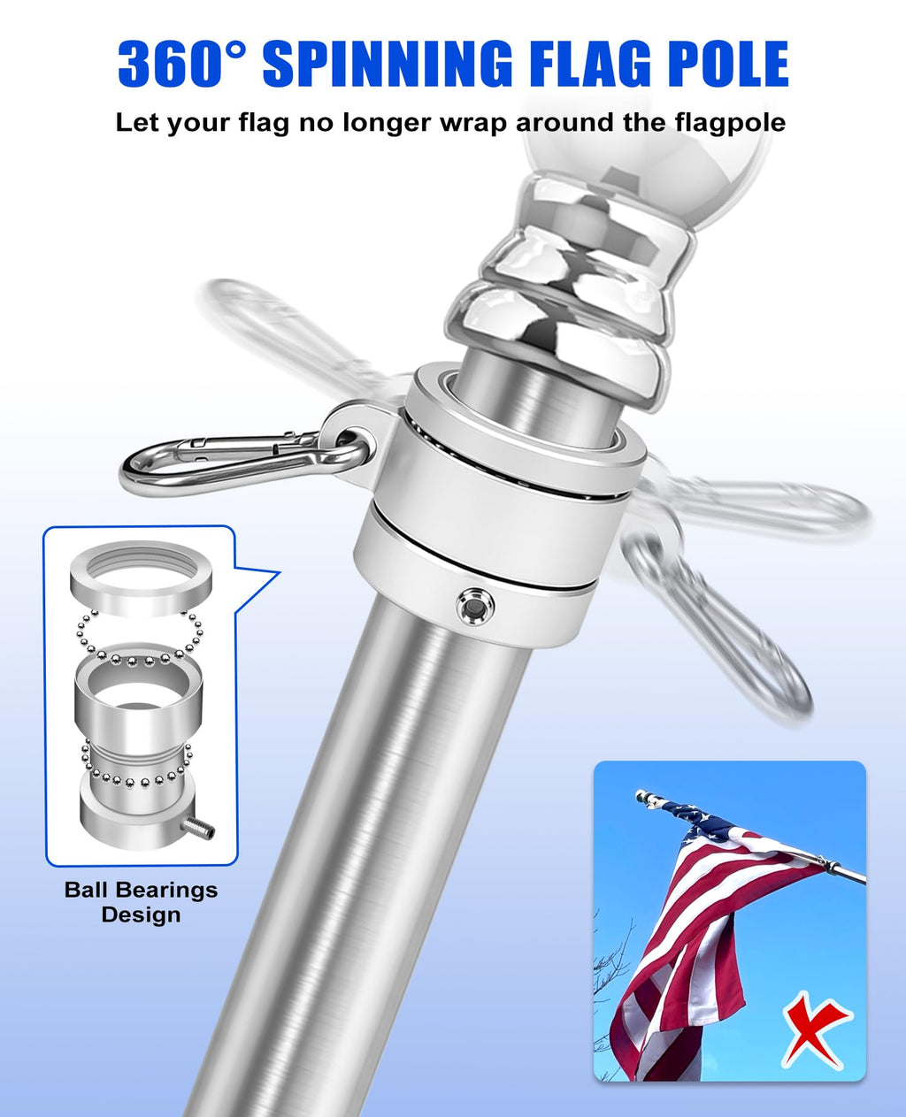 T304 Stainless Steel Flag Pole O772