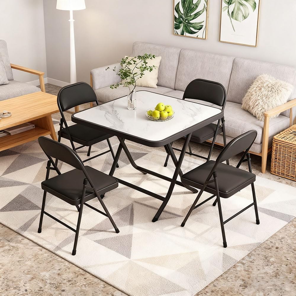 Black Folding Bar Stool with Backrest and Footrest D555226