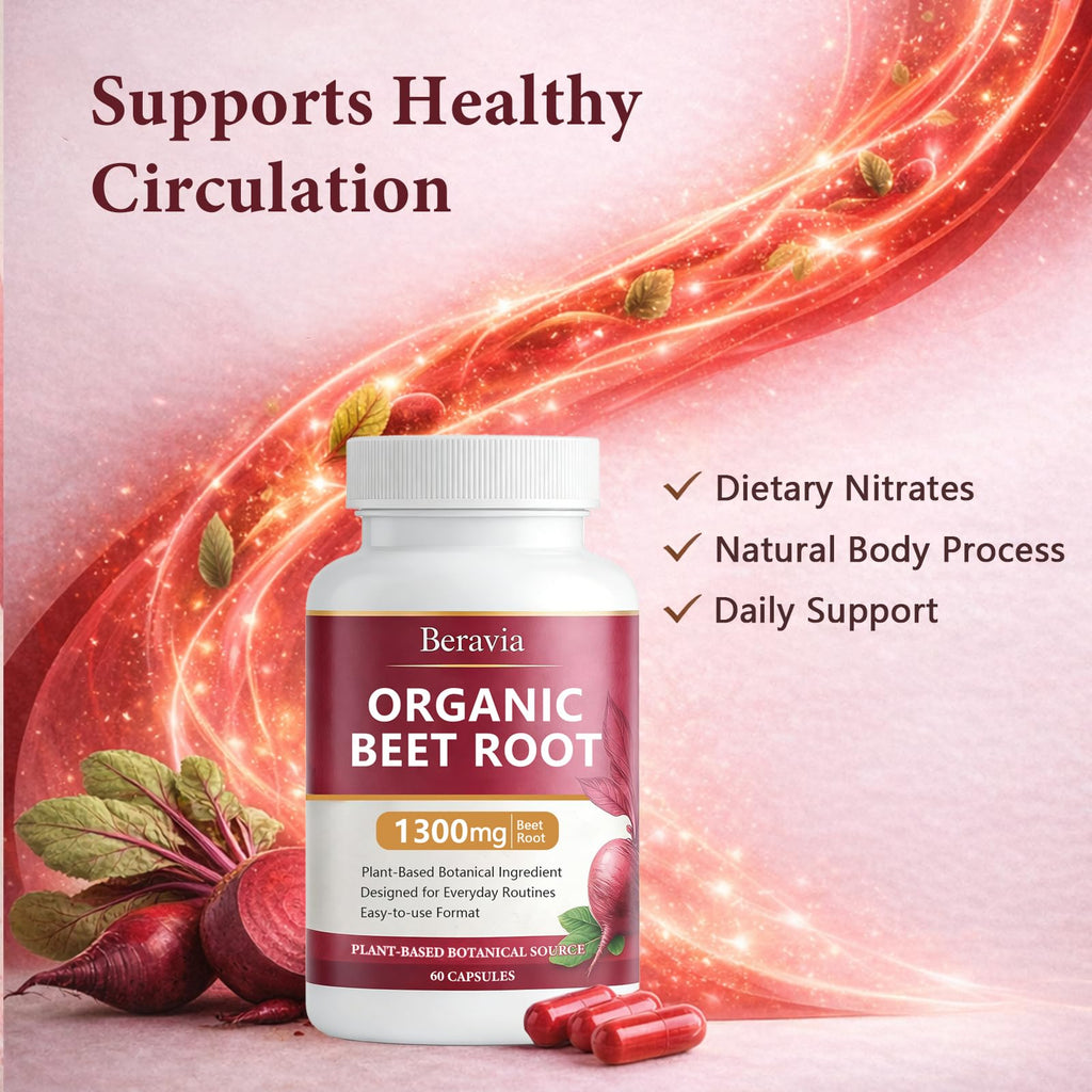 Organic Beet Root Capsules 1300 mg 60 Capsules B190