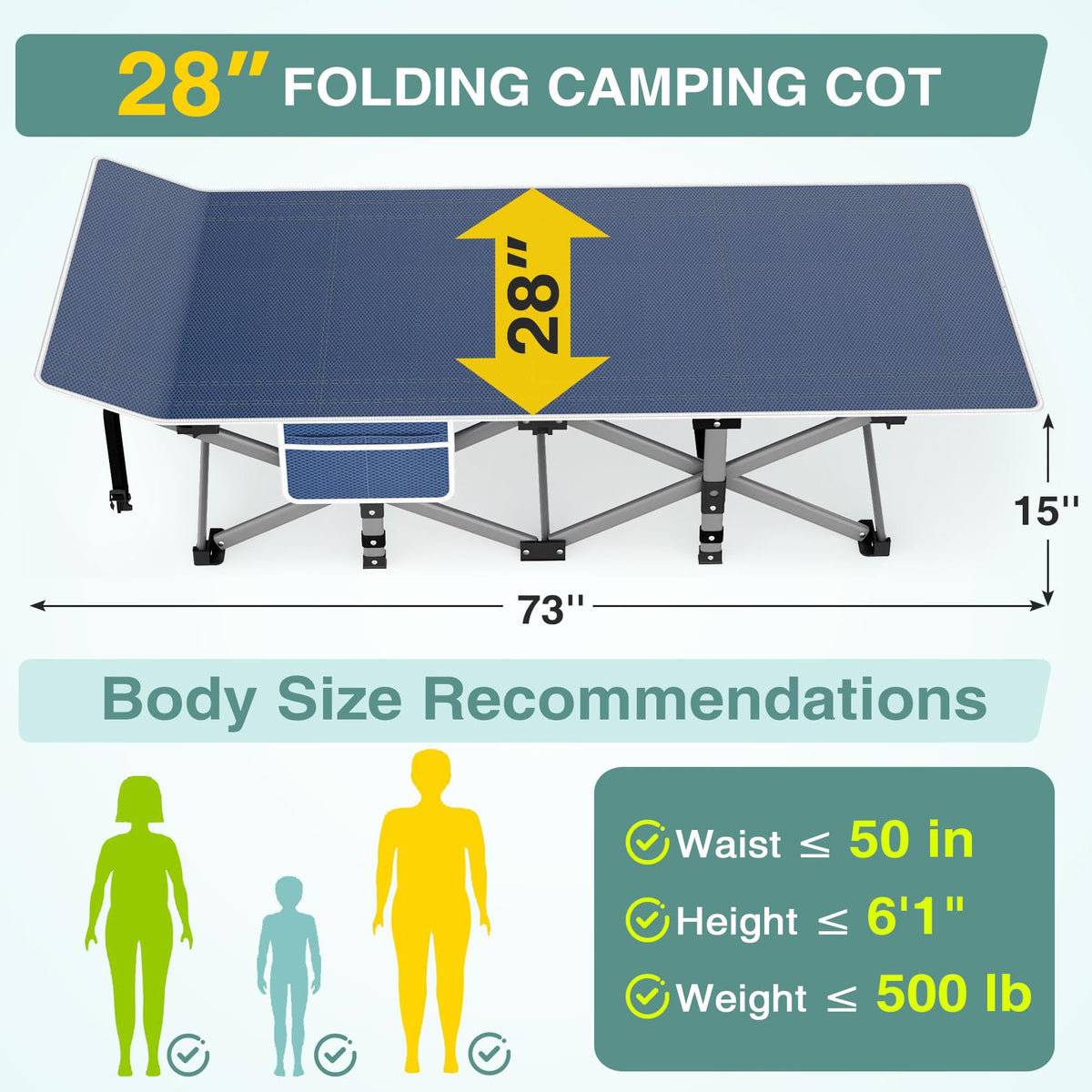 Folding Camping Cot with Mattress and Carry Bag O63368