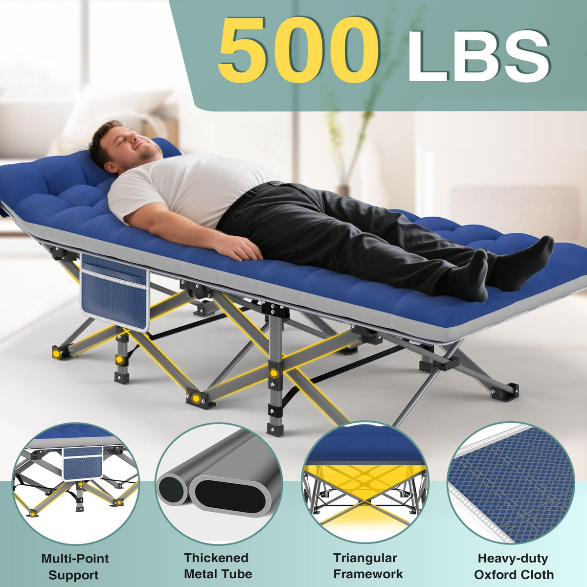 Folding Camping Cot with Mattress and Carry Bag O63368