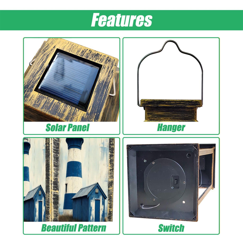 Navy Blue Coastal Solar Lantern W9138