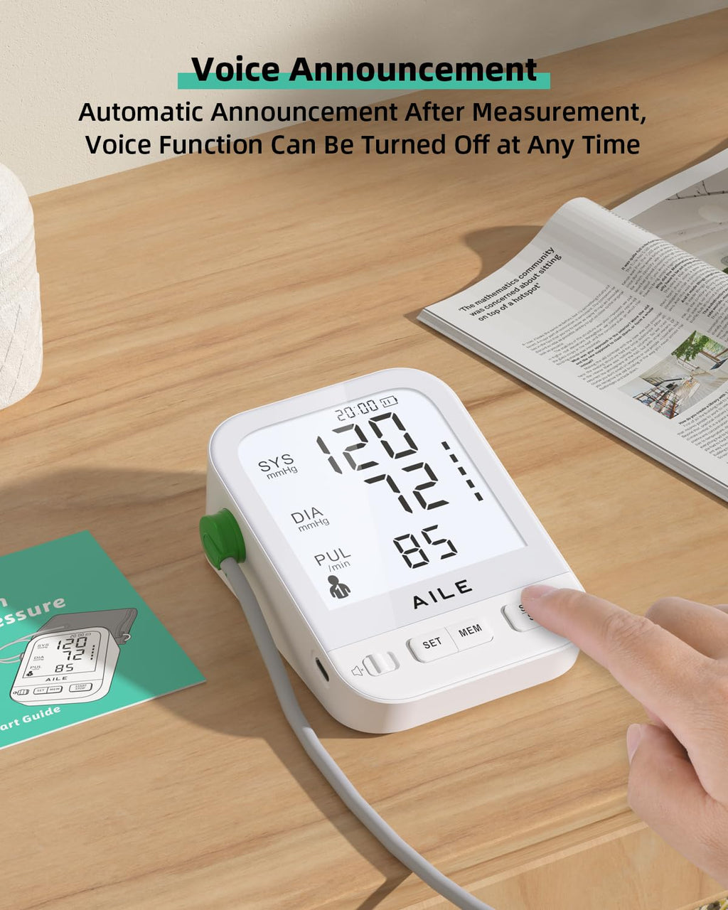FDA Cleared Blood Pressure Monitor Large LCD Display H15647