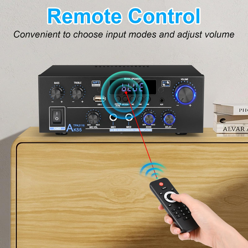 500W 2 Channel Bluetooth Stereo Audio Amplifier O533