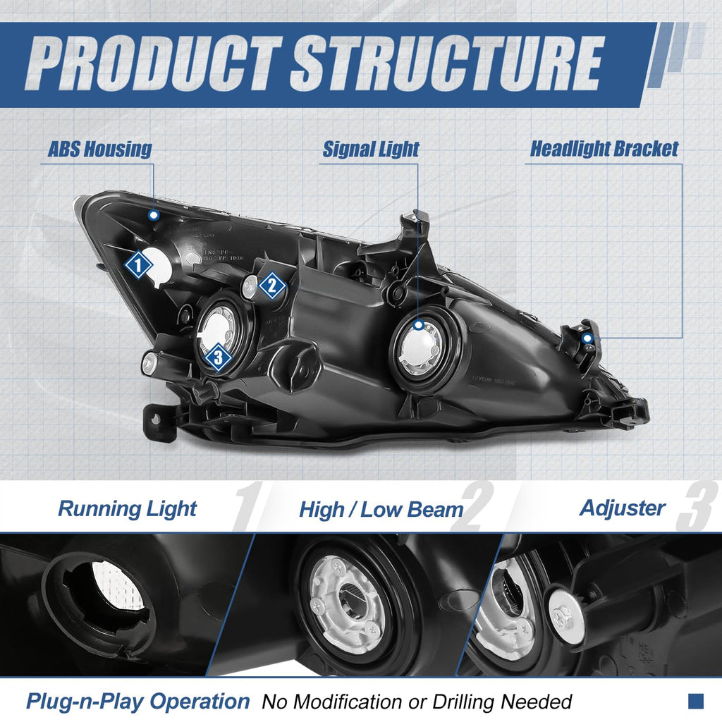 Black Housing Amber Corner Headlights Assembly W997