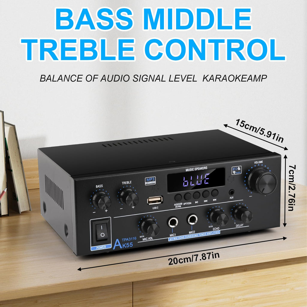 500W 2 Channel Bluetooth Stereo Audio Amplifier O533