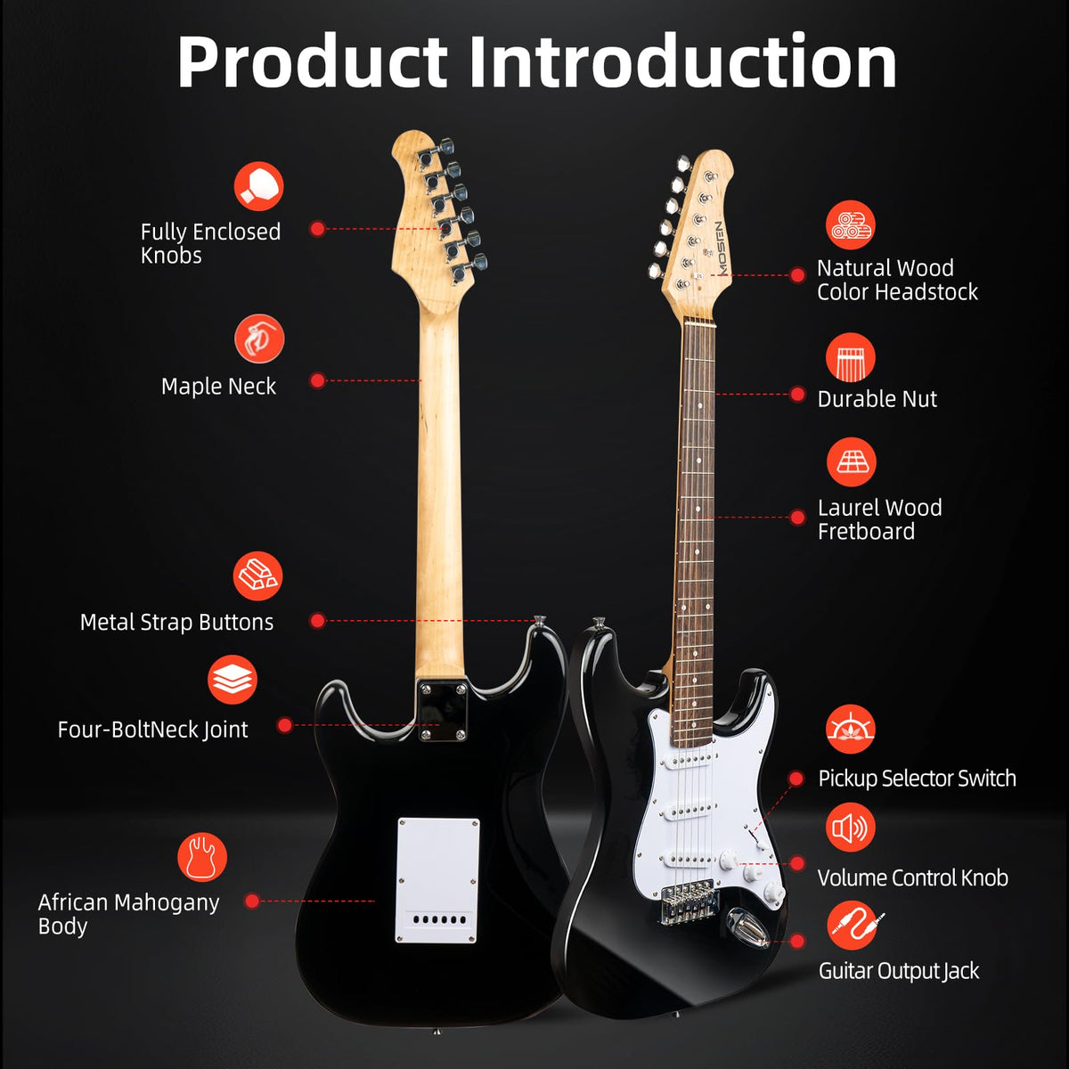 39" Electric Guitar Set with Amp Bag Tuner Y425327
