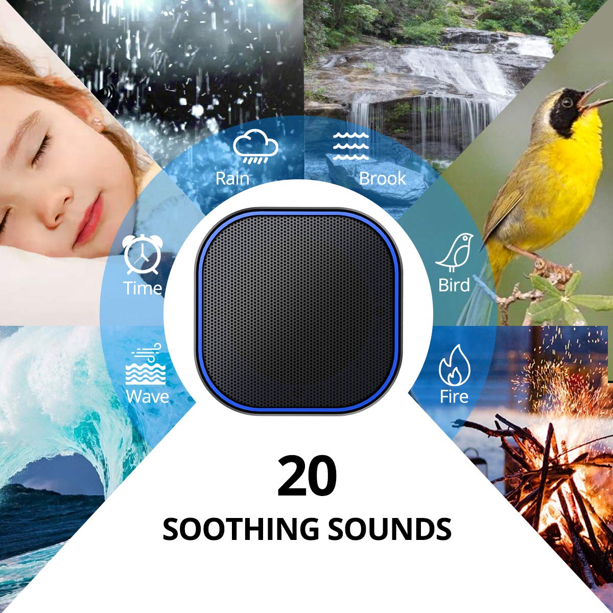 White Noise Machine with 20 Non Looping Sounds L296028