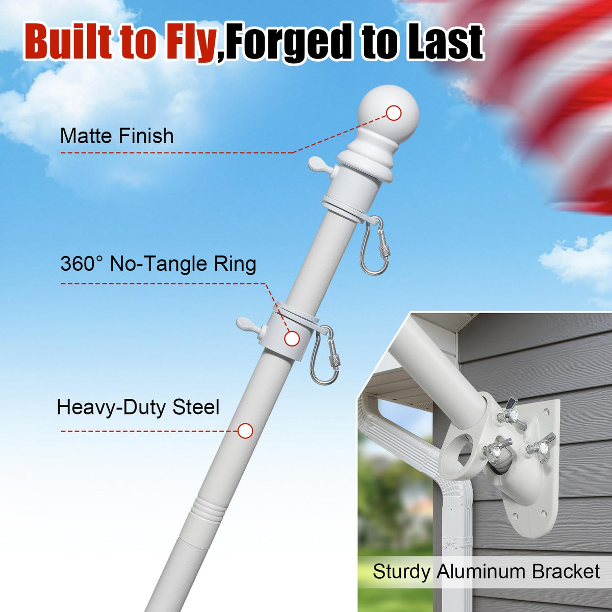 5ft Heavy Duty Stainless Steel Flag Pole Z884