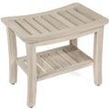 Gray Teak Shower Bench with Shelf 21 Inch Y5606