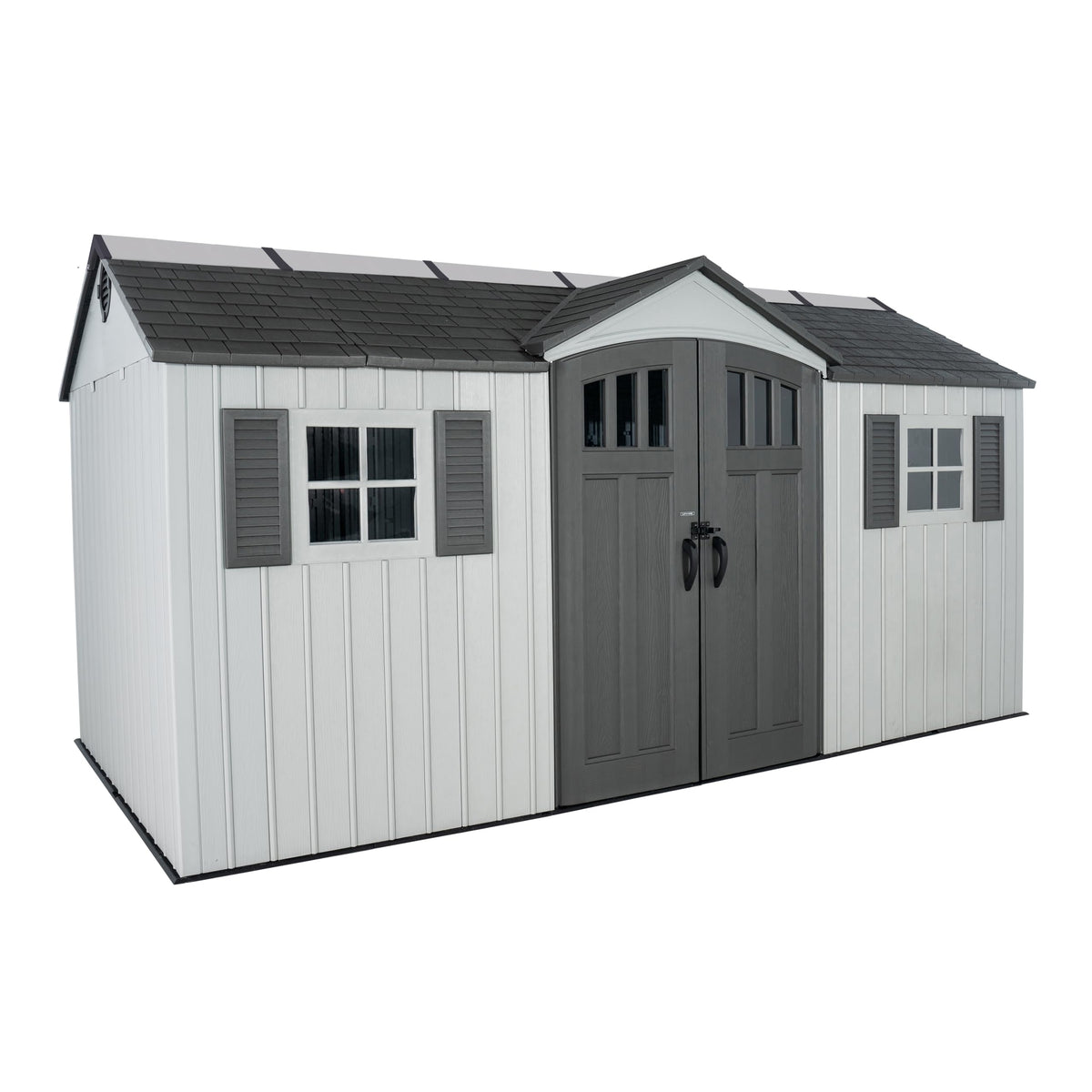 15x8 Ft Gray Resin Outdoor Storage Shed with Lockable Doors T14318