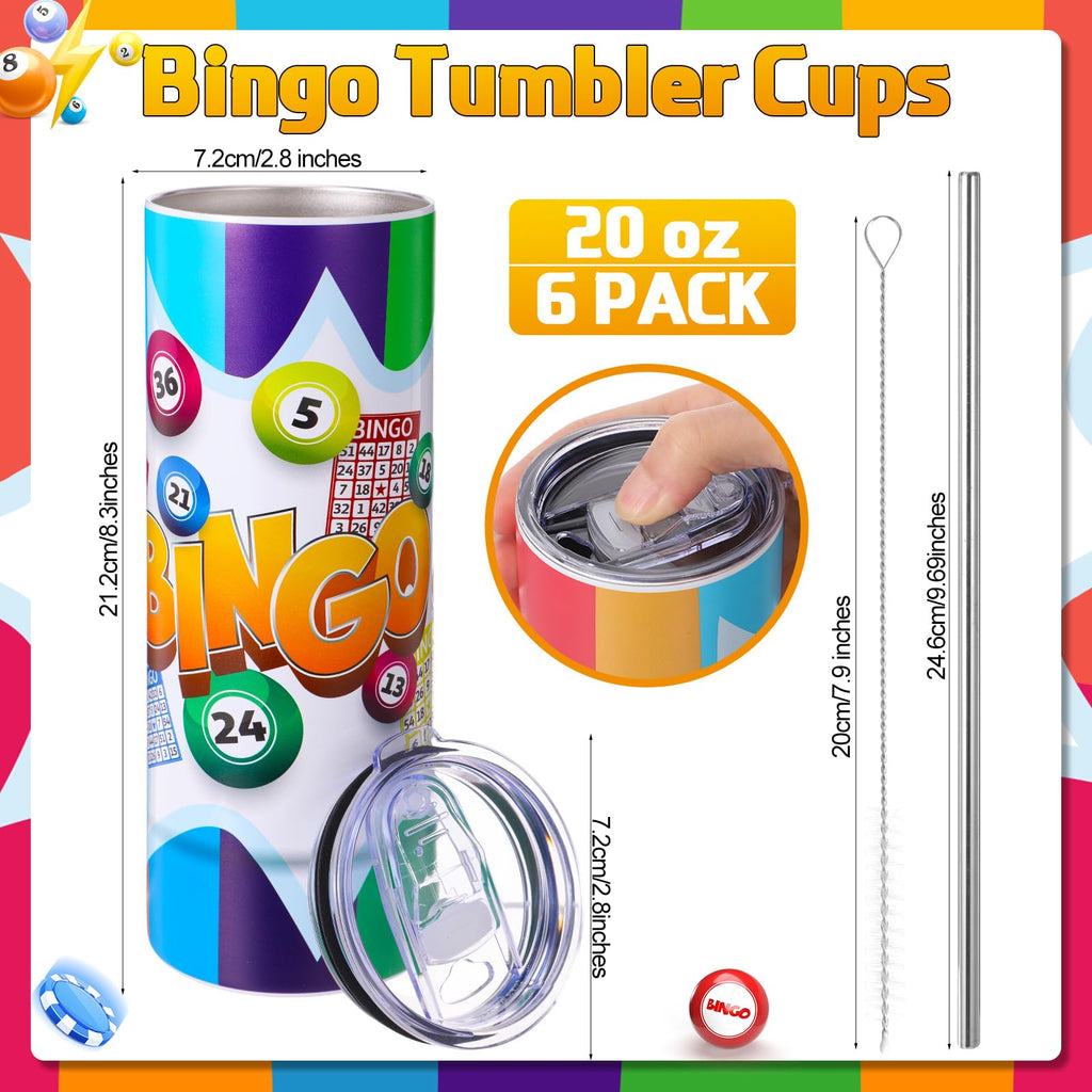 6 Packs 20 oz Bingo Tumbler Cups R4902