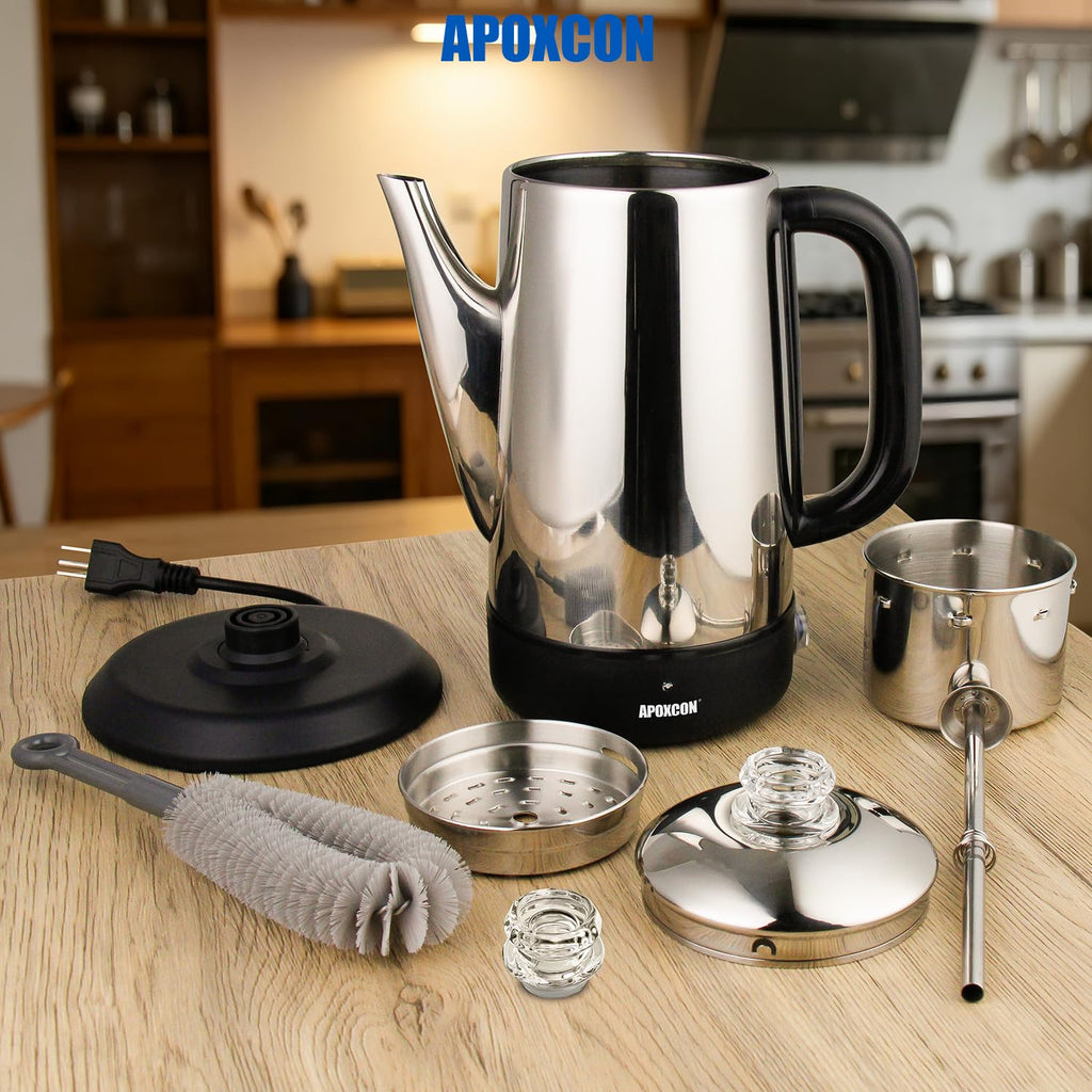 Electric Stainless Steel Coffee Percolator 1200ml 8 Cup L9671