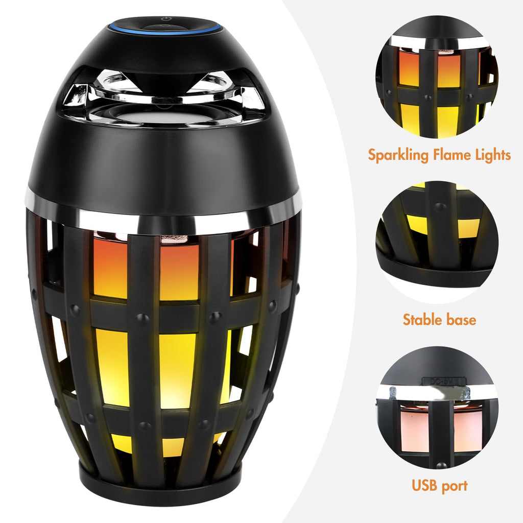 2 Pack Outdoor Bluetooth Flame Speakers with Stakes Y12266