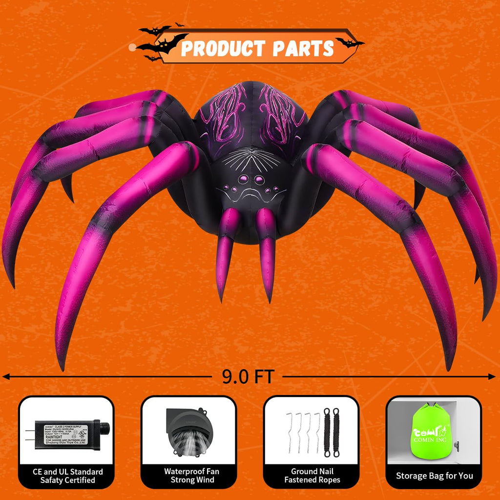 9 FT Halloween Inflatables with Built-in LEDs W79124