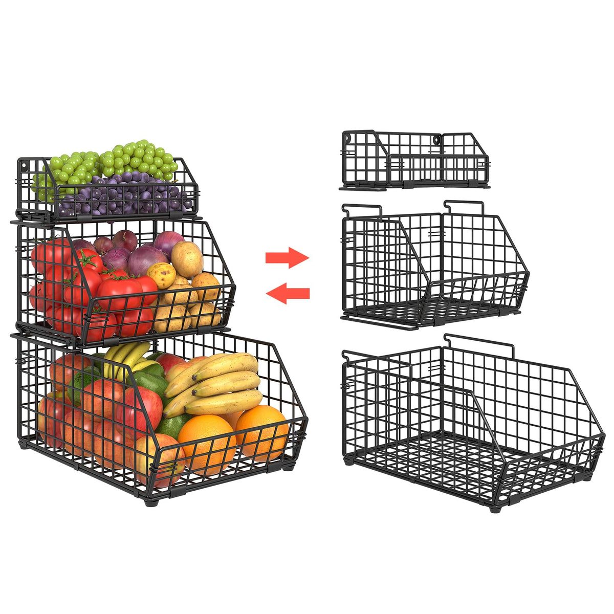3-Tier Stackable Wire Fruit Basket H2141