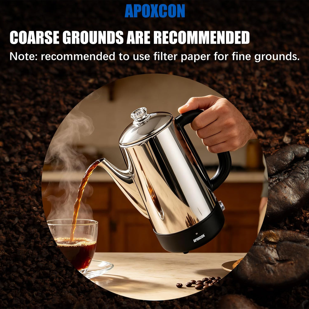 Electric Stainless Steel Coffee Percolator 1200ml 8 Cup L9671