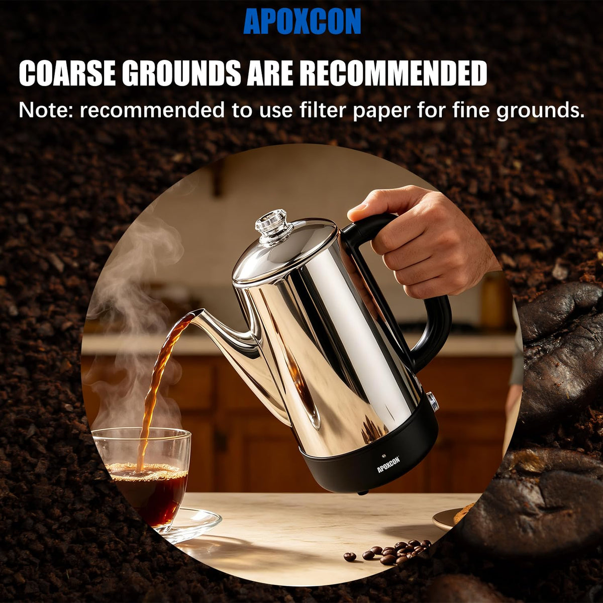 Electric Stainless Steel Coffee Percolator 1200ml 8 Cup L9671