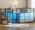 Twin Size Low Loft Bed with 9 Storage Drawers and LED Lights G2639