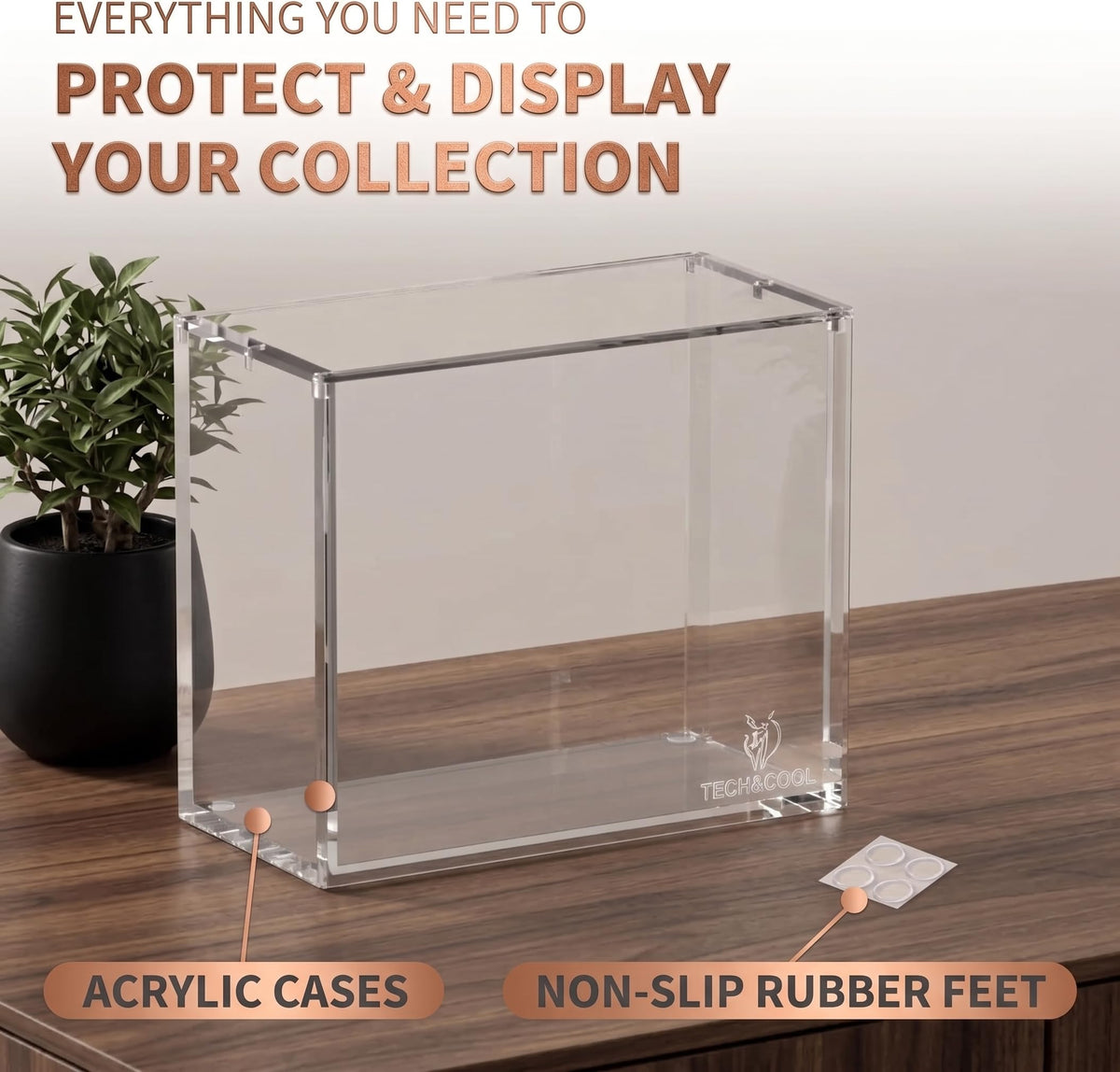 Crystal Clear 8mm 5mm Acrylic Stackable Display Case with Magnetic Lid N39840