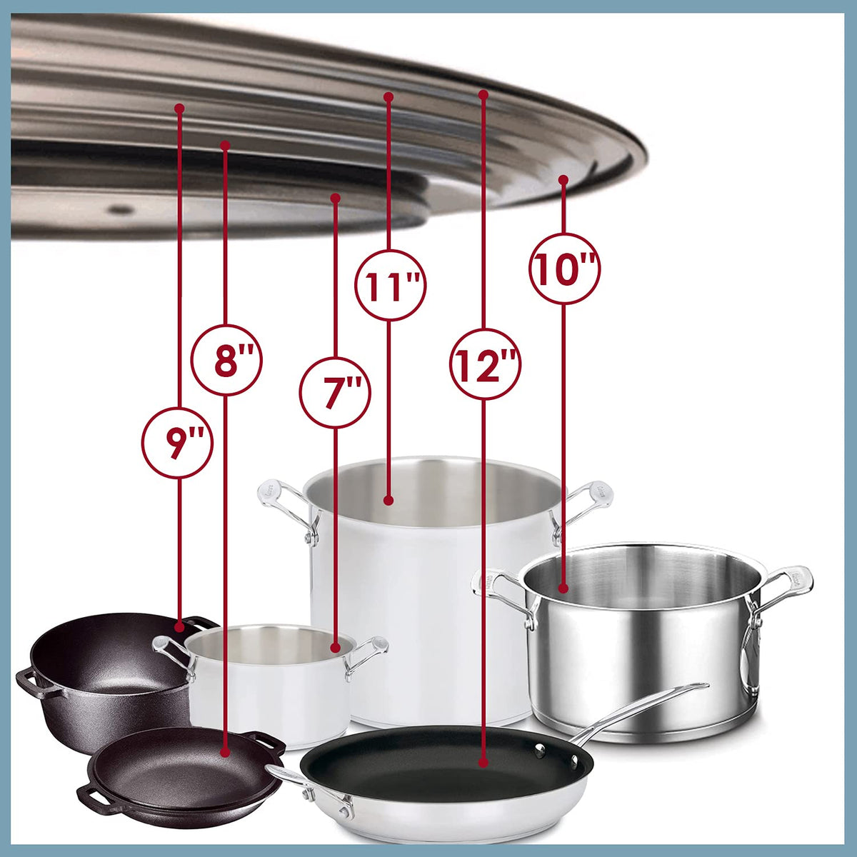 Stainless Steel Universal Lid for Pots, Pans and Skillets G2633