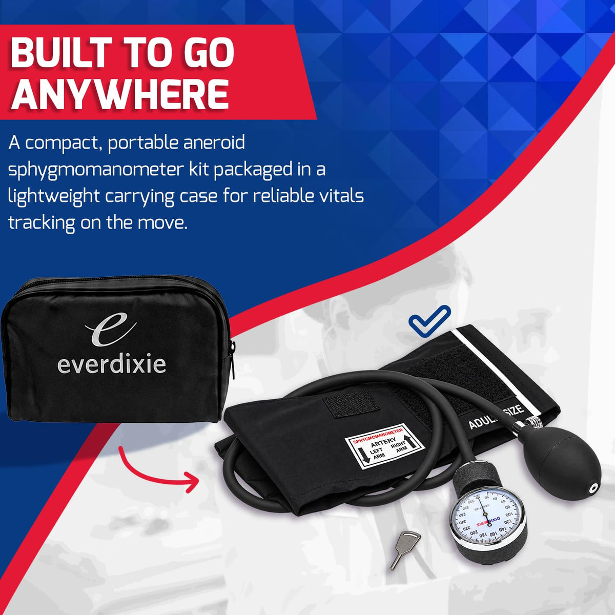 Aneroid Sphygmomanometer Blood Pressure Set with Adult Cuff and Carrying Case K595