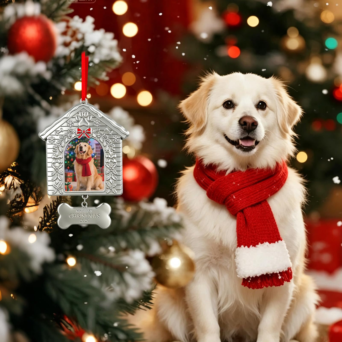 Dog First Christmas Ornament 2026 Metal Photo Frame J542948