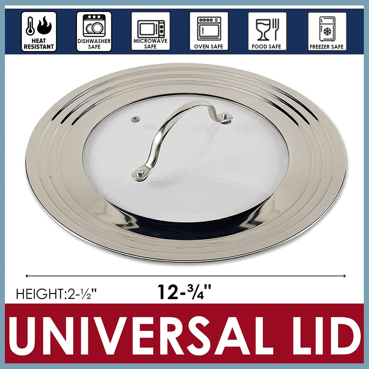 Stainless Steel Universal Lid for Pots, Pans and Skillets G2633