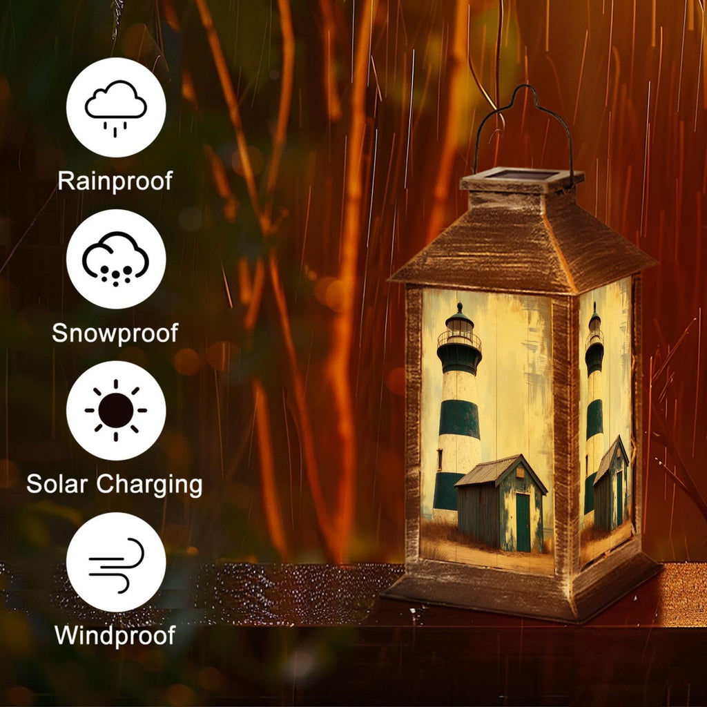 Navy Blue Coastal Solar Lantern W9138