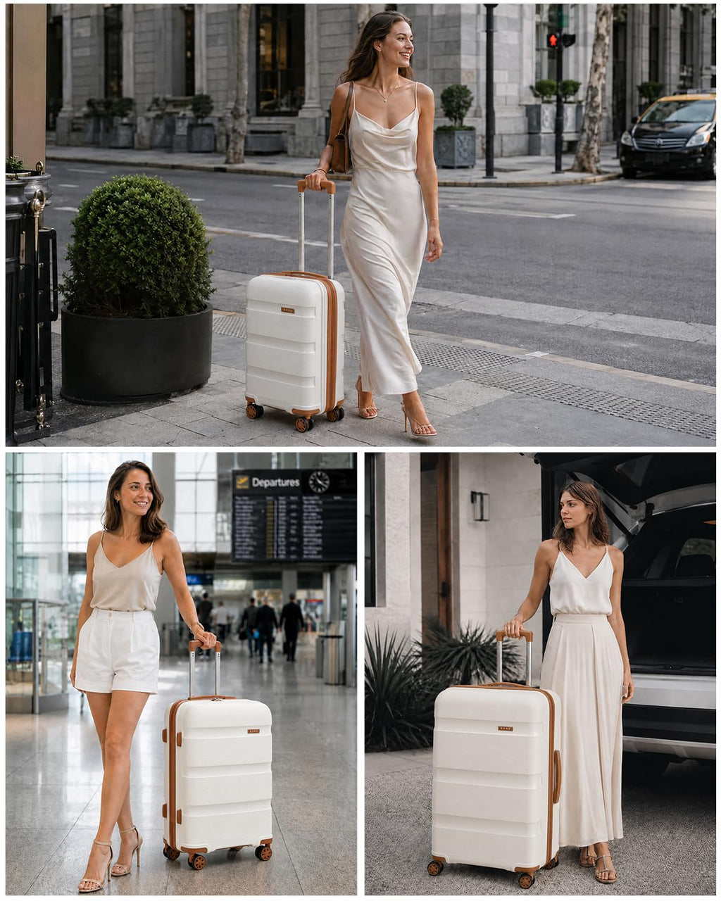 20 Inch Expandable Carry on Luggage White K90551
