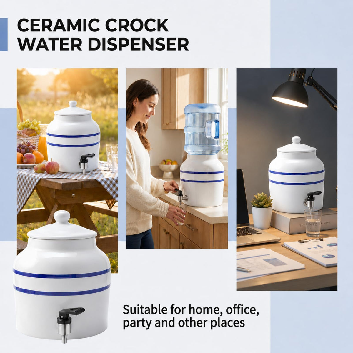 Ceramic Water Dispenser for 3 to 5 Gallon Jugs Z332968