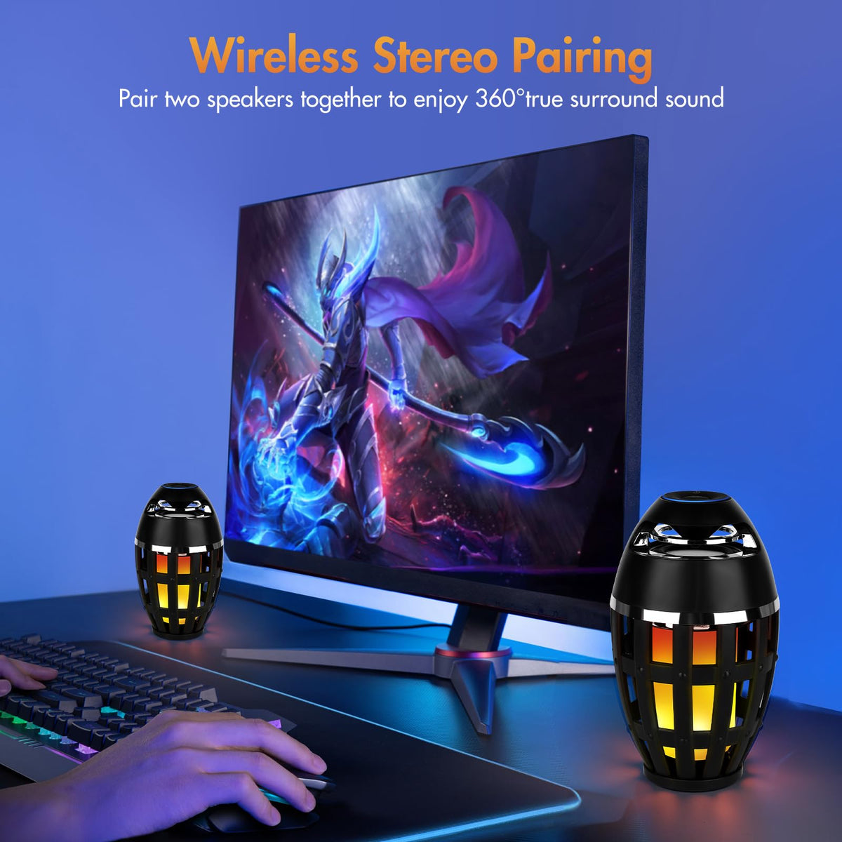 2 Pack Outdoor Bluetooth Flame Speakers with Stakes Y12266