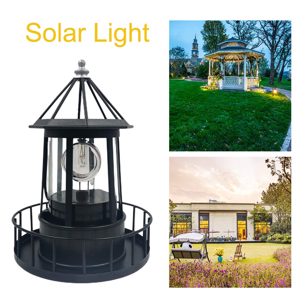 Solar Powered Lighthouse LED Rotating Waterproof Lawn Light J31315