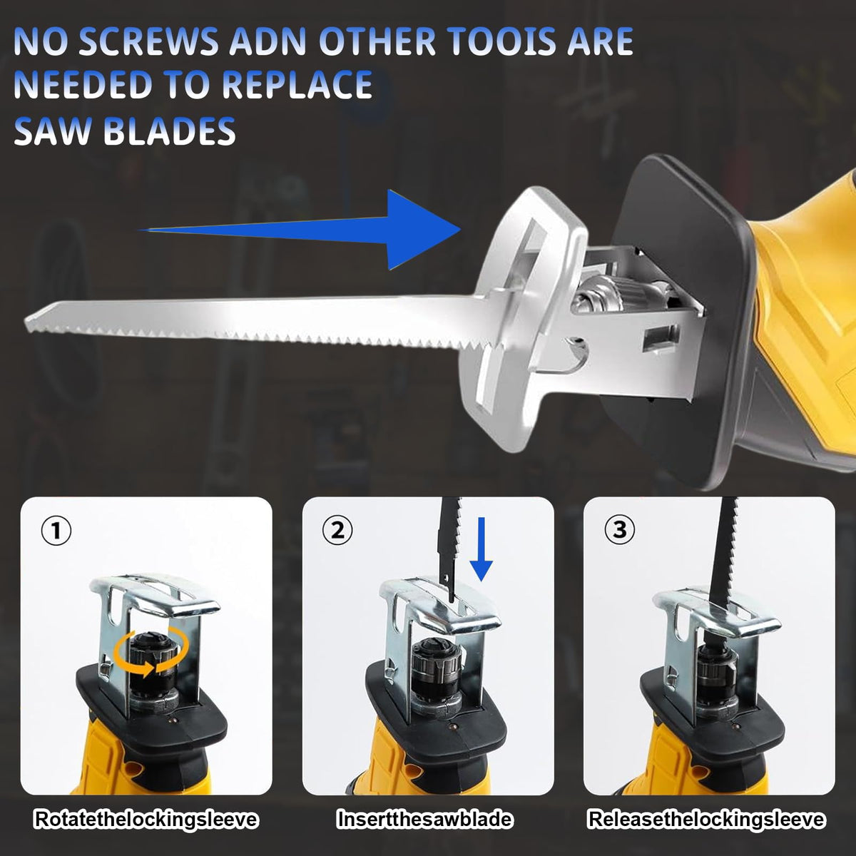 Cordless Reciprocating Saw with 4 Blades Kit W841
