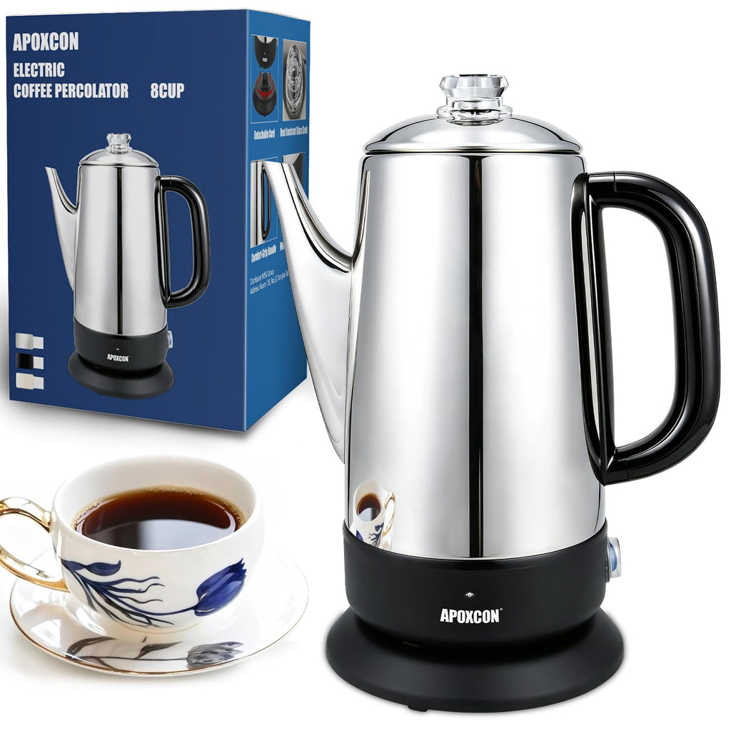 Electric Stainless Steel Coffee Percolator 1200ml 8 Cup L9671