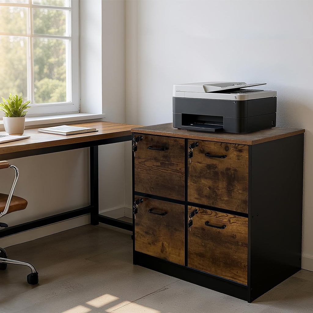 4 Drawer Wood File Cabinet with Lock K3285