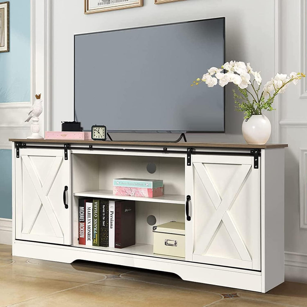 White Farmhouse TV Stand for 65 Inch TV A3391