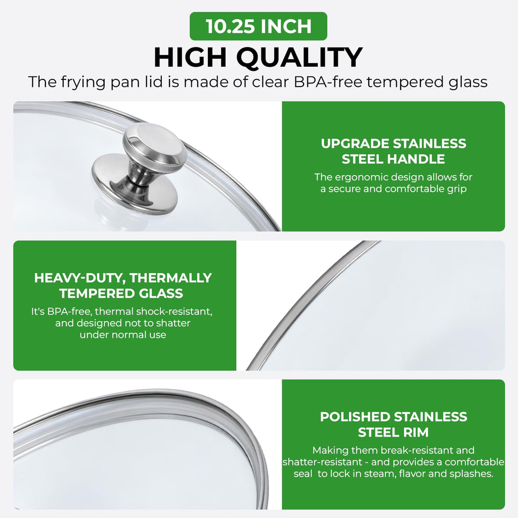 10.25 Inch Tempered Glass Lid with Stainless Steel Knob M634773