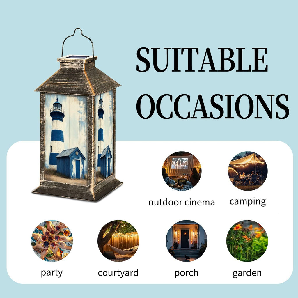 Navy Blue Coastal Solar Lantern W9138