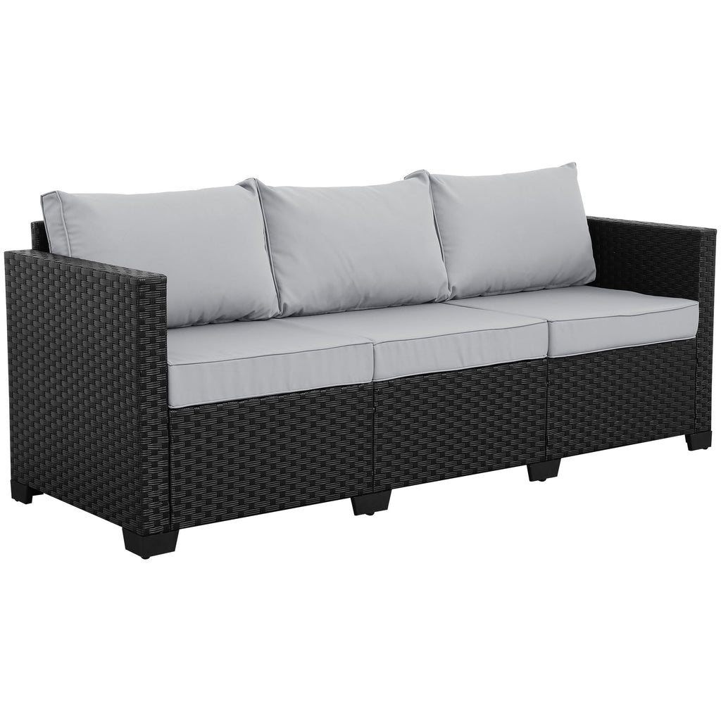 Light Grey 3-seat Outdoor Sofa with Waterproof Cover R2463