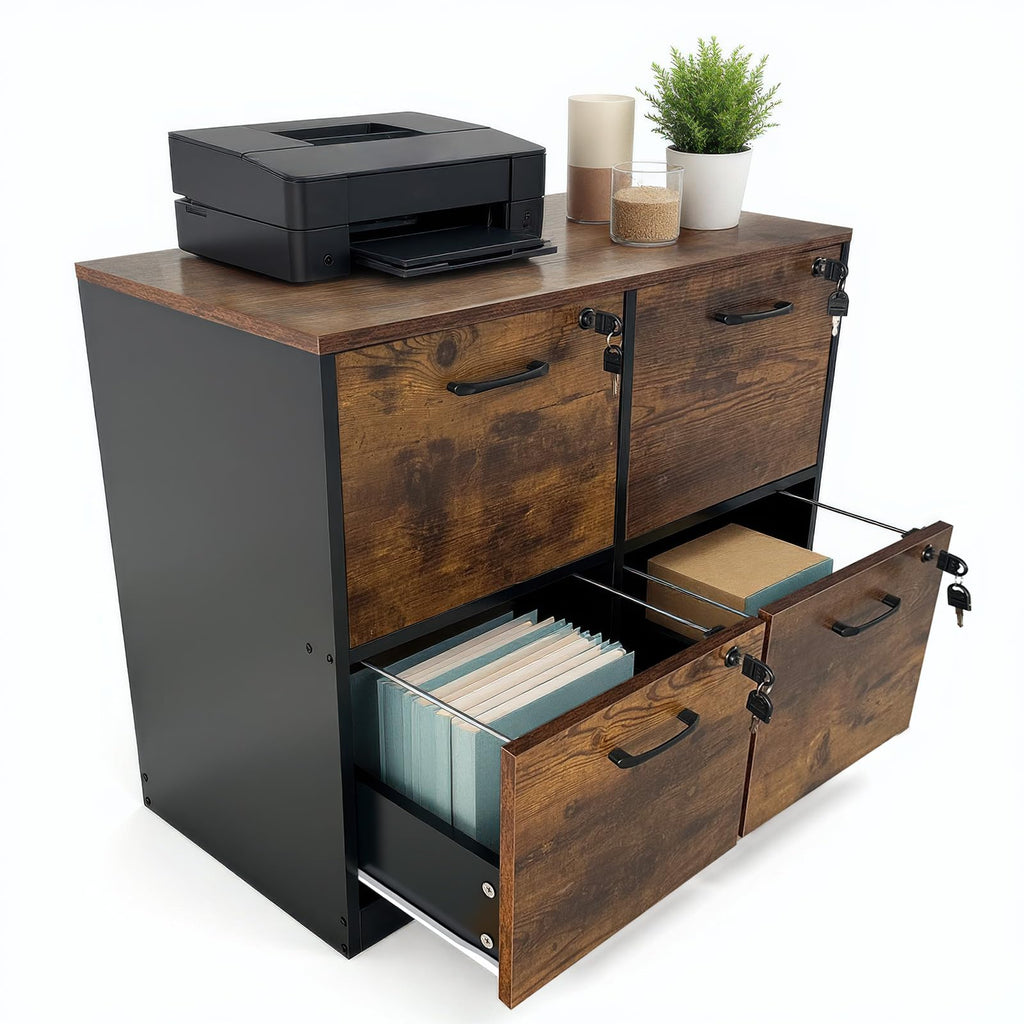 4 Drawer Wood File Cabinet with Lock K3285