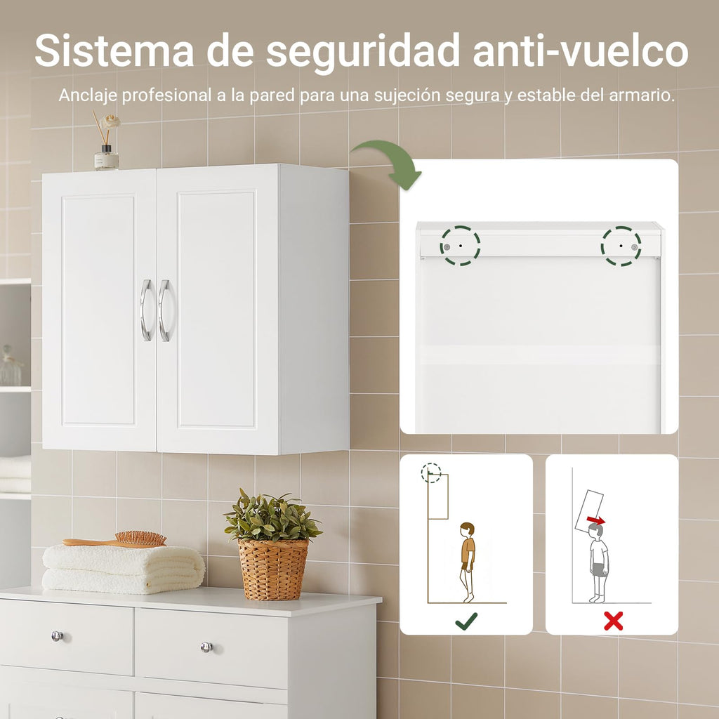 White Wall Storage Cabinet with Adjustable Shelf Z682