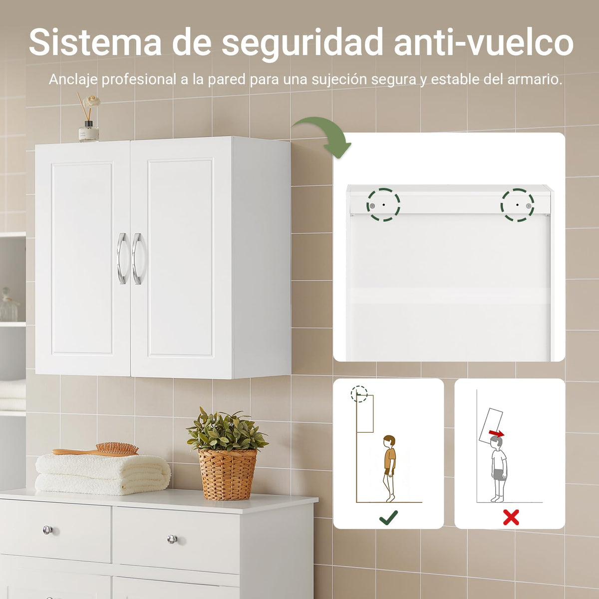 White Wall Storage Cabinet with Adjustable Shelf Z682