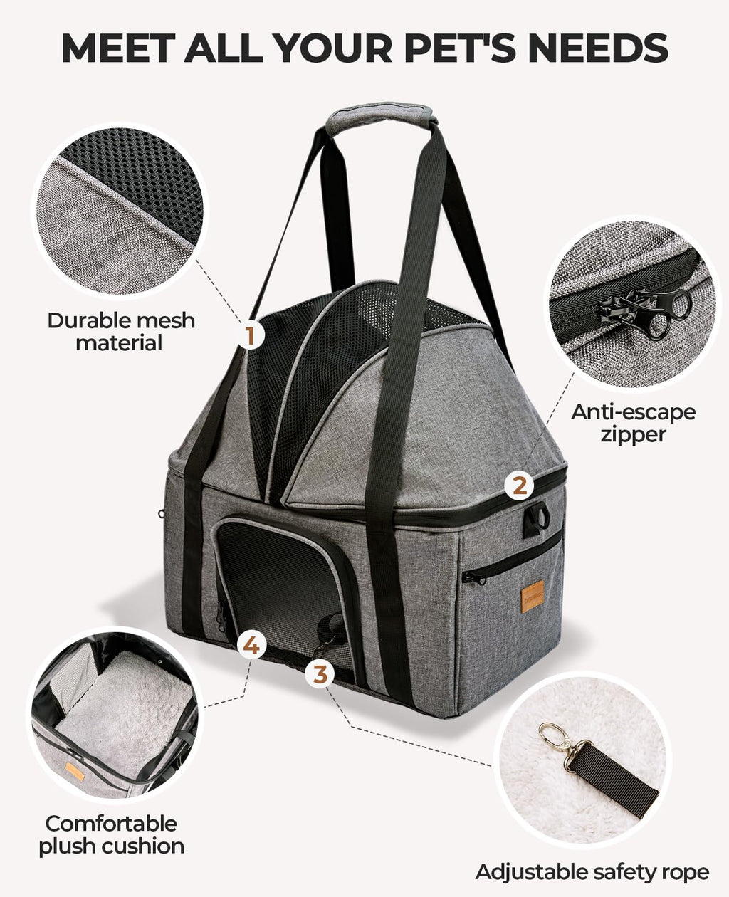 Top-Expandable Cat Carrier with Semi-Open Canopy Z5637